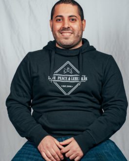 Hoodie „Love, Peace & Leberkäs“