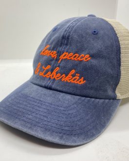 Retro Trucker Cap “Love, Peace & Leberkäs”
